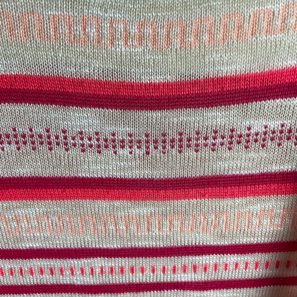 Women’s Maurices Cream and Coral Striped Cardigan Sweater Size M - Picture 4 of 9